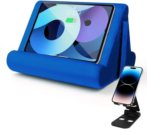 Sttargxing Universal Multi-Angle Tablet Holder - Soft Pad Stand with Net Pocket & Random Color Stands for Lap, Knee, Sofa and Bed Phone Pad Stands(Blue)