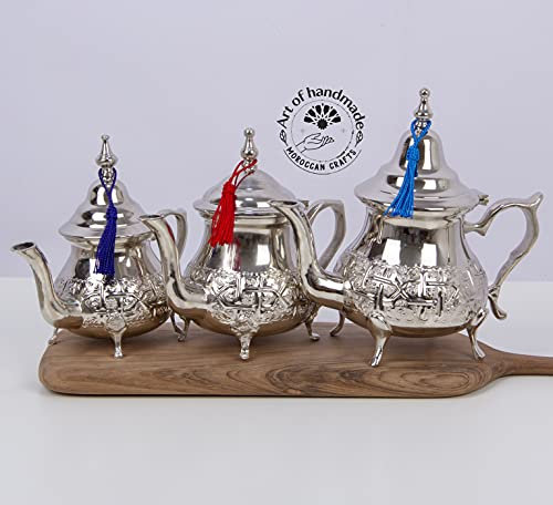 Authentische marokkanische Silber-Teekanne – handgefertigt in Fez – Qudsi-Design – traditionelle Minz-Teekanne – handgefertigtes dekoratives Teegeschirr aus Marokko (300 ml)