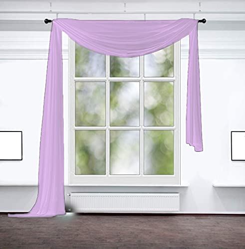 Querbehang Freihanddeko Fertiggardine mit Tunnelband 140x600 cm aus transparentem Voile (Lila)