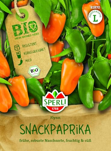 Sperli BIO Snackpaprikasamen Flynn 81870, Gemüsesaat | Frühreifende BIO Paprika Samen für Kübelanbau, für Freiland & Gewächshaus
