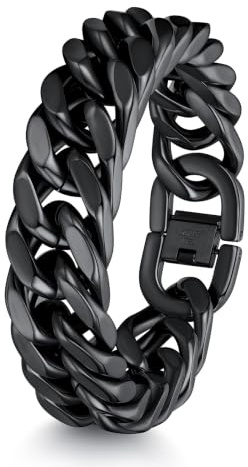 ChainsHouse Armband Edelstahl Panzerarmband für herren Männer Panzer Armband Silber/Schwarz/Gold Hip pop Armskette mit Geschenkebox für Valentinstag Geburtstag Breite 8/12/17MM, Länge 19/21/23CM