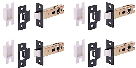 HANDLEZONE® 4 Pack 76mm / 3 inch Black Matt Premium Tubular Mortice Latch, Catch for Internal Timber Doors - 57mm Backset