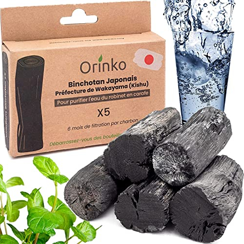 ORINKO® Binchotan Charcoal Water Filter x4 - Kishu Activated Charcoal Sticks for Natural Water Purification - Eco-Friendly Filter for Jugs, Bottles, and Carafes - Sustainable Japanese Oak Coal
