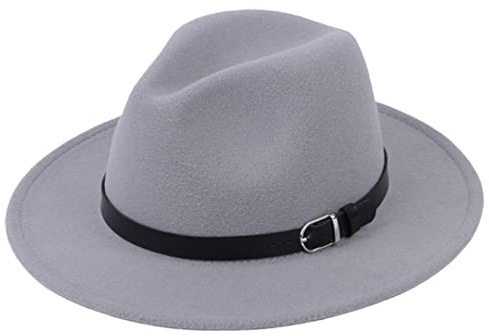 Zadaos Klassischer britischer Fedora-Hut für Herren und Damen, aus Wollimitat, Mode-Jazz-Hut, grau, 6 7/8/7 1/8