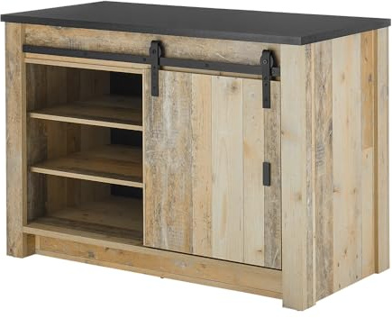 Lomadox Küchen Spültisch in Old Style hell Nb. mit anthrazit, B/H/T ca. 133/93/64 cm