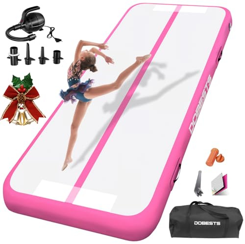 DOBESTS Air Matte Track, Aufblasbare Turnmatte, Gymnastikmatte mit Pumpe | 10/15/20cm Hoch 2/3/4/5/6m Länge 1/2m Breit mit Luftpumpe&Tragetasche, Tumbling Matte für Gymnastik, Zuhause, Outdoor, Yoga