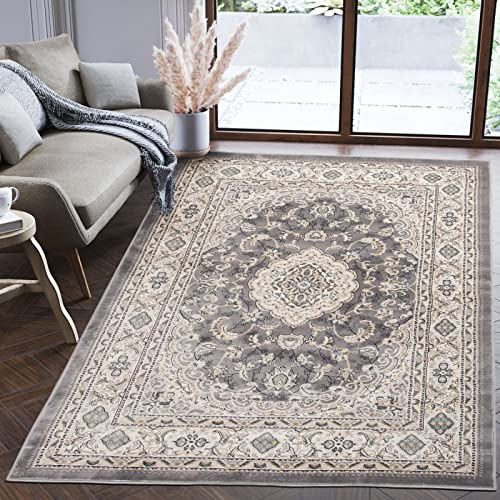 Mazovia Groß Teppich Flur 200x300cm Anthrazit Grau Klassisch Weich Kurzflor | Teppich für Eingangsbereich Küche Büro Wohnzimmer Schlafzimmer Pflegeleicht Fußbodenheizungsgeeignet Synthetisch Stilvoll