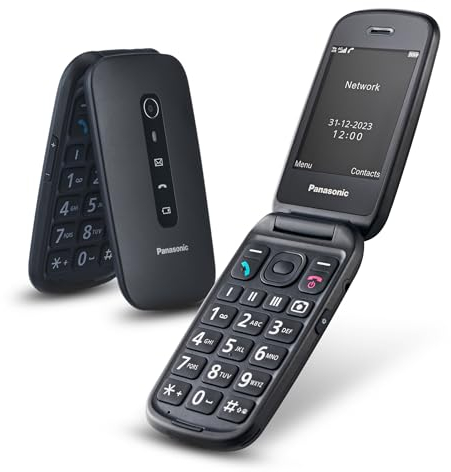 Panasonic KX-TU550EXB 4G Essentials Clamshell Mobile Phone for Elderly, 1.2MP Camera, Senior Phone with Large 2.8 Display, 300 Hours Standby Time, Black, 128MB