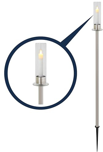 REV Flamelight Außenlampe - Gartenlampe in Kerzenoptik, IP44, Edelstahl | Ideal für Balkon Dekoration | Garten & Terassen Deko