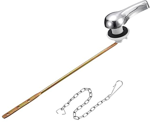 sourcing map Manija Inodoro Reemplazo Kit Disparador Palanca Inodoro | Manija de Descarga de Cisterna de Inodoro Universal Frontal Montaje, con Cadena para Baño Inodoro Tanque, ABS Hierro