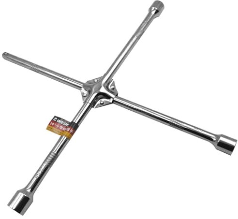 WEDO 40,6 cm Radschlüssel, universeller robuster Radschlüssel, Stecknuss 17 mm x 19 mm x 21 mm x 1/2, 4-Wege-Kreuzschlüssel für Autoreifenreparatur, CR-V-Stahl-Radmutterschlüssel, Reifeneisen passend