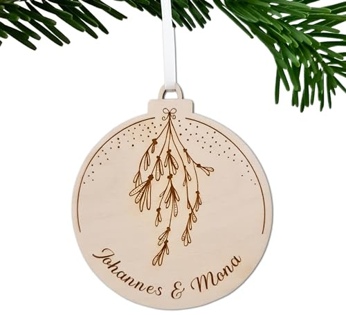 Weihnachtskugel mit Namen - Personalisierte Weihnachtskugeln Weihnachtsgeschenke Freundin - Christbaumkugeln personalisiert (Braun)