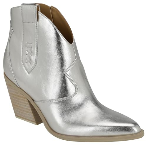 NINE WEST Fainay, Botas Cortas al Tobillo Mujer, Plata 040, 36 EU