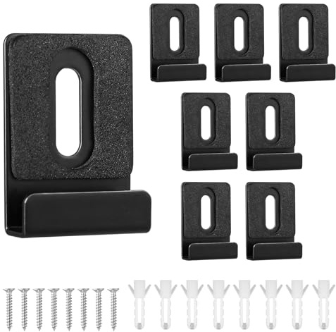 Kit de 8 Pinces Miroir Métal, Clips de Miroir en Métal avec Vis Tampons en Caoutchouc Support de MIROIR pour Montage Sans Cadre Affichage Mural Carrelage Panneau d'Affichage(Noir)