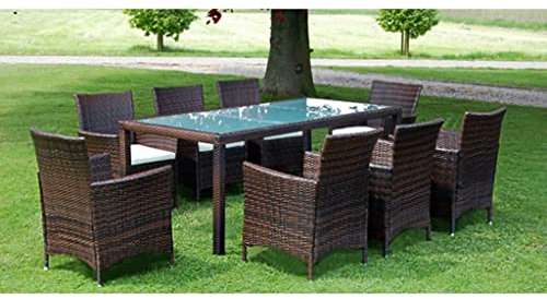 DYRJDJWIDHW europaletten,gartenmöbel Set,palettenkissen,9-TLG. Garten-Essgruppe mit Auflagen Poly Rattan BraunGeeignet für Garten, Swimmingpool, Wohnzimmer, Terrasse