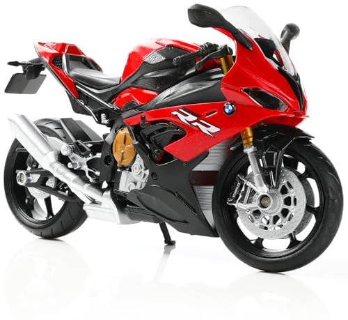 Risopen 1:12 Die-cast Motorcycle Compatible fo BMW S1000RR | Die-cast metal fuel tank, fits 5-7in figures, perfect for display or collection,Red