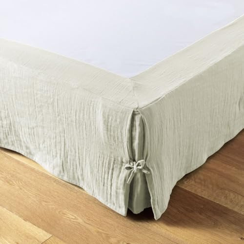 Cache sommier 140x190 cm Gaze de Coton Vert d'eau