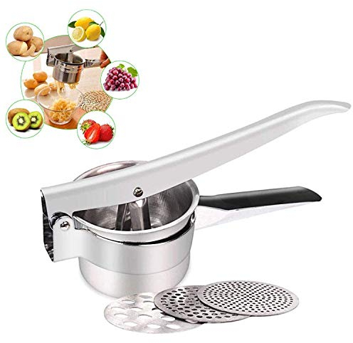 Stainless Steel Potato Ricer with Three Interchangeable ricing Discs(Fine,Medium,Coarse),Premium Stainless Steel Baby Food Strainer,Vegetable Fruit ricer/614