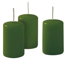 Set da 12 Ceri- Colore Verde Scuro - Linea Risthò - diametro 4 cm altezza 7 cm - Durata 12 ore - Cereria di Giorgio