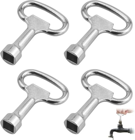 vcsjw Lot de 4 clés carrées de 8 mm, clé à douille, clé de purge de chauffage, clé carrée, robinet, clé de purge en alliage de zinc, clé universelle à 4 pans pour compteur d'eau à gaz