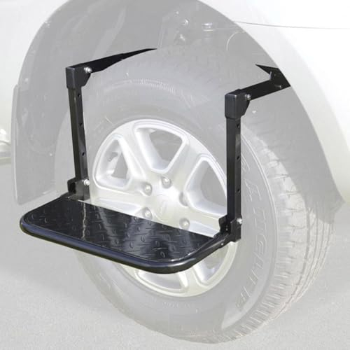 NIKSHI Reifentrittstufe, Trittstufe Für LKW-Reifen - Robuste SUV-Leiter, Radstufen Für Pickup-Trucks | Stufengriffplatten, Schwarz