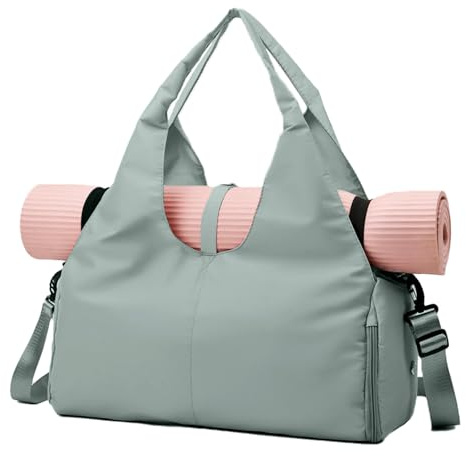 CCAIPU Sac pour Yoga, Sac de Gym Imperméable avec Compartiment pour Chaussures et Pochette Humide pour Tapis de Yoga et Accessoires Fourre-Tout de Grande capacité pour Femmes (Vert)