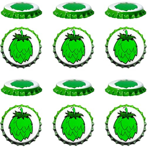 Beer Bottle Colored Pry-Off Caps 12-pk [ Choose Your Color ] - Oxygen Absorbing, 26mm Crown Seal Cork, Kombucha/Homebrew, PVC Free (Hop Cone)