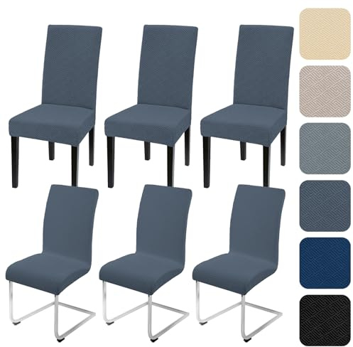Alishomtll Stretch Stuhlhussen 6er Set Universal Stuhlbezug für Schwingstühle Jacquard Esszimmerstühle Bezug Waschbar Abnehmbar Stühle Schutz für Küche Bankett Hochzeit Party (Dunkelgrau, 6pcs)