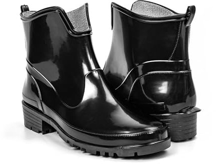 HEYO Damen Gummistiefel Kurz PVC – Wasserdichte Regenstiefel – Bequeme Rutschfeste Outdoor-Schuhe Gummistiefeletten für Herbst & Frühling (Schwarz, EU Schuhgrößensystem, Erwachsene, Numerisch, M, 41)