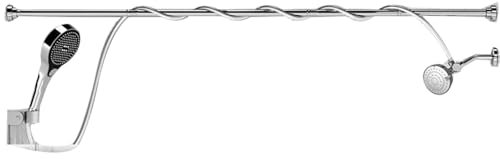 AUXILAB Pomme de Douche Double pour Les Couples, Douche Double pour 2 Personnes, Modes de Jet Réglables - Pomme de Douche Tandem À Haute Pression(Silver)