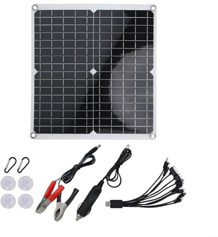 Niceminiwall Kit de panneau solaire flexible de 50 W, chargeur de batterie 12 V avec deux ports USB pour camping-car, bateau, camping, alimentation en plein air, conçu pour être petit et léger