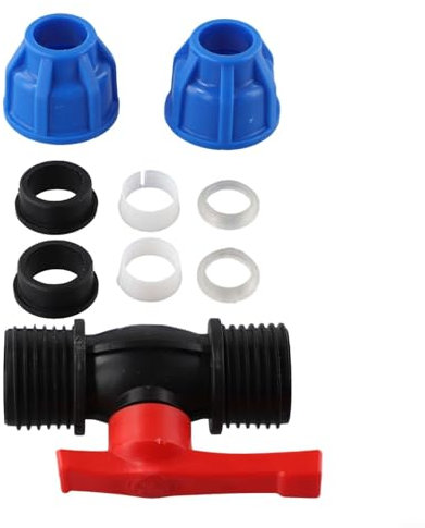 Bulevisiter Valvola a sfera in PE, per tubo dell'acqua, giunto a compressione, valvola di arresto per sistema di irrigazione da giardino, serra agricola (20 mm)