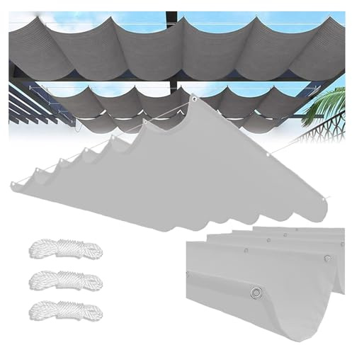 Retractable Wave Sun Shade Sail, Adjustable Waterproof UV Protection Canopy for Patio/Pergola, 2.5x3m (W x L), White, Easy Roll-Up Design