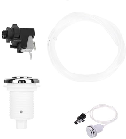 16A On Off Push Button Switch Jetted Whirlpool Jet for Bath Tub Spa Garbage, Garbage Disposal Air Switch Kit with 1m Air Hose for Bath Tub Spa Garbage