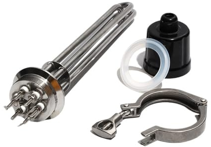 Compatible for Lujinxun，Heating Element 2Tri Clamp 64mm Flange 4.5KW SUS304 Immersion Water Heater 380V(Type2,6KW 250mmL)