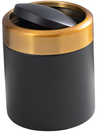 NUOBESTY Poubelle Mini Ronde Inox avec Couvercle à Bascule Petite Corbeille pour Salle de Bain Chambre Cuisine Rangement Élégant pour Bureau et Comptoir