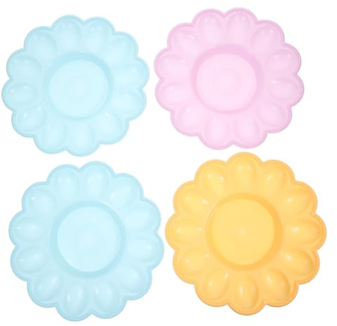 Porte-œuf en Plastique, Lot de 4, Empilable, Réutilisable, la Cuisine | Rangement Compact pour Table Cuisine, Nettoyage Facile, Gain de Place, Support Pratique pour Œufs Couleur Aléatoire