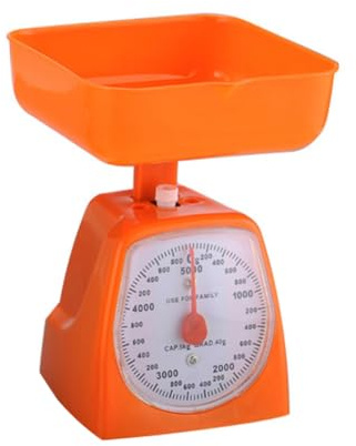 Balance de cuisine en plastique, balance à ressort mécanique 5 kg, plateau en acier inoxydable, outil de mesure pesage, à ressort mécanique en plastique couleur aléatoire