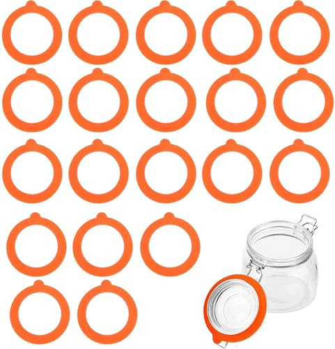 20 Pcs Silicone Canning Jar Gaskets, Replacement Silicone Seals for Jar Seals, Elastic Replacement Gaskets Leakproof Seal Rings for Food Freshness Preservation, Airtight Storage for Kitchen