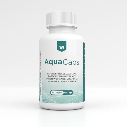 AquaCaps – Brennnessel Komplex mit Rosskastanie & Rotem Weinlaub – Mit Vitamin C, Mangan, Kupfer & Selen – Vegan – 120 Kapseln für 60 Tage