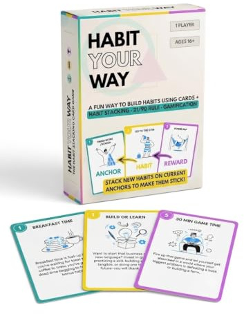 Habit Your Way – Habit Stack Cards with Habit Tracker – Productivity Planner Tools for ADHD – Build Daily Positive Routines & Reward Yourself via Gamification | Self-Improvement Gift
