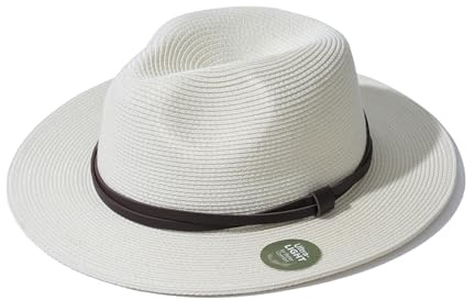 Creekstone sugrör panama-hatt, Fedora solhatt, UPF 50+ brett brätte, strand sommar Fedora solhattar för män kvinnor