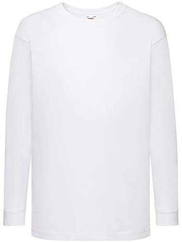 Fruit of the Loom Valueweight Children's Long-Sleeve T-Shirt Choice of Colours - White - One Size