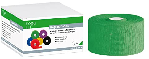 Höga Pharm Haft-Color grün 6 cm x 20 m gedehnt, kohäsive (selbsthaftende) elastische Fixierbinde, luftdurchlässig, sehr elastisch, rutschfest