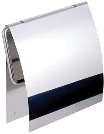 Kapitan Toilettenpapierhalter mit Deckel Selbstklebend Edelstahl 18/10 | WC Papierhalter – V2A AISI 304 – Poliert – Made in der EU – 20 Jahre Garantie