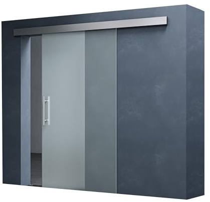 Mai & Mai Porte Coulissante Satinée en Verre de Sécurité ESG de 8mm LxH:90x205cm Poignée de Barre avec Système Softclose Ama TS14-900SC Distance au Mur de 15mm