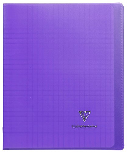 Clairefontaine 951405C – skolhäftapparat/Anteckningsbok 17 x 22 cm, 48 ark 90 g, fransk linjatur, omslag av transparent polypropen, 2 genomskinliga fodral, robust, häftad, violett, 1 styck