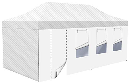 Vispronet Zeltwand mit Tür & Fenster für Faltzelt Basic, Select & Eco (3m x 6m, Weiß)
