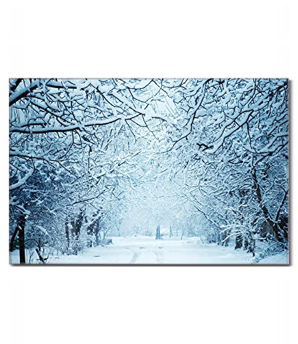 banjado Glas Magnettafel (60 x 40cm) - Magnetwand Glas - Magnetpinnwand als Memoboard - Pinnwand Magnettafel Küche, Büro, Kinderzimmer - Winterspaziergang