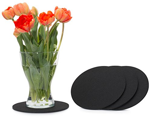 FILU Filzuntersetzer rund 25cm 4er Pack (Farbe wählbar) schwarz - Untersetzer aus Filz für Tisch und Bar als Glasuntersetzer/Getränkeuntersetzer für Glas und Gläser